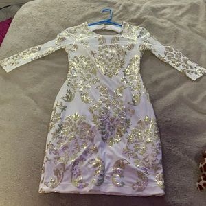 Gold and whit dress